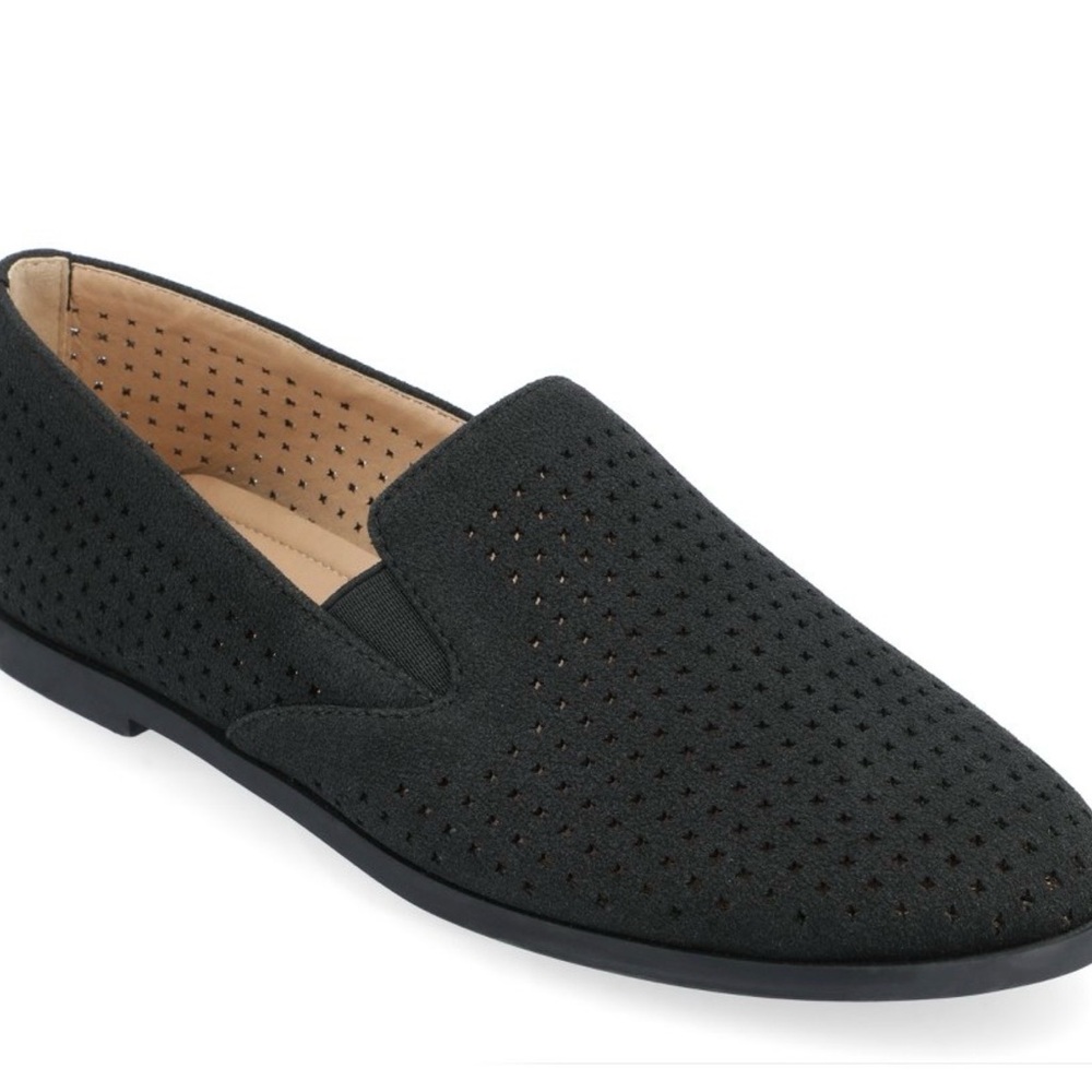 New Journee Collection Black Perforated Slip-On Loafer Sz 6.5